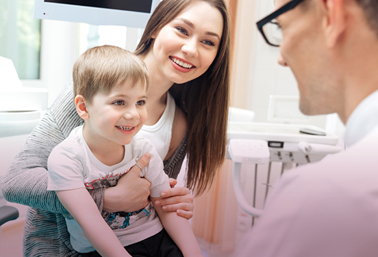 Mother and child at a doctors visit